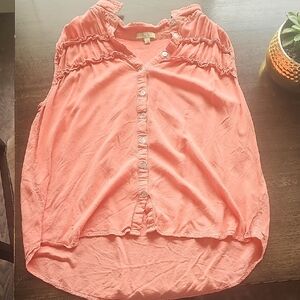 Women's Coral Button-Up Top